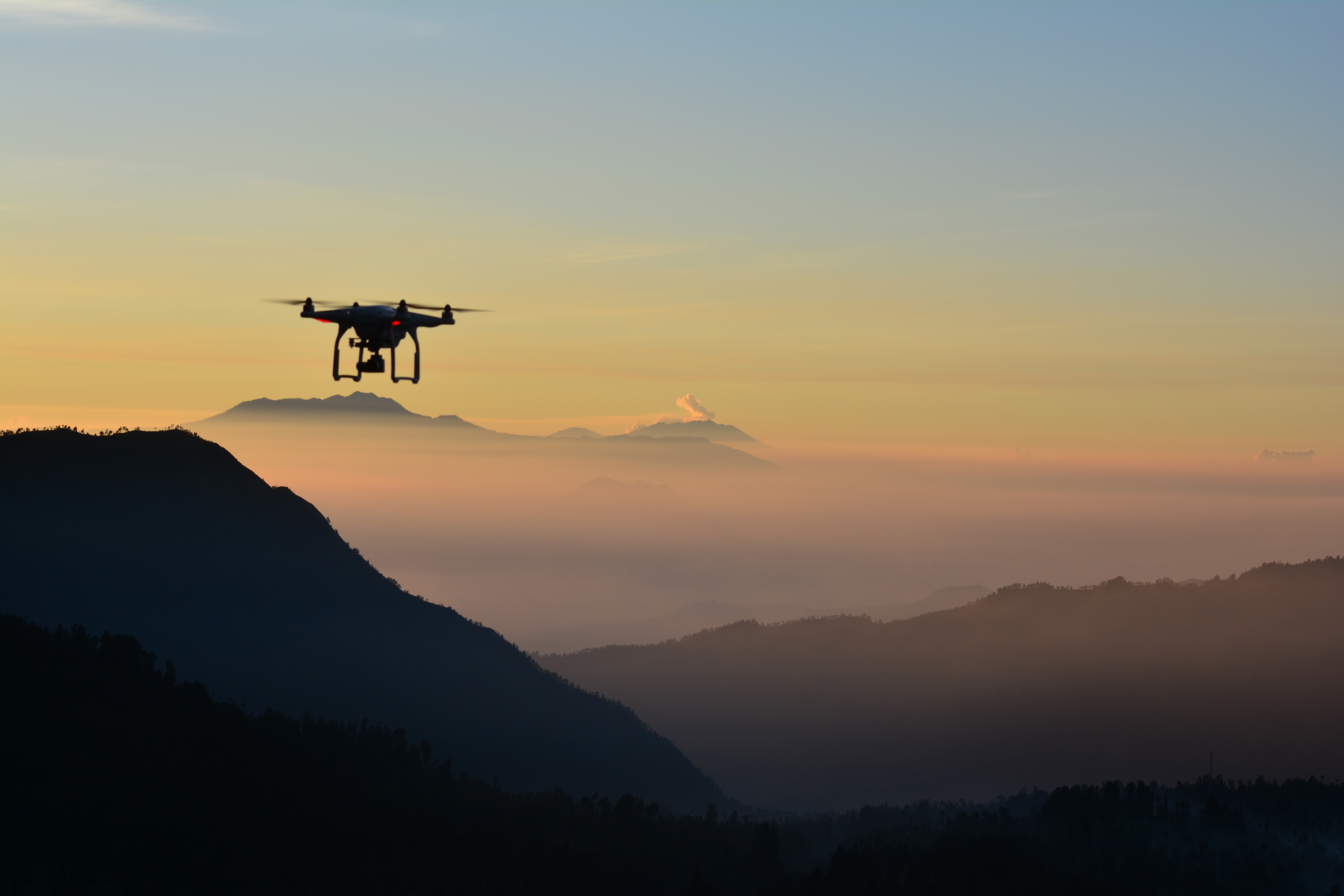 Low Angle View Of Drone At Dusk